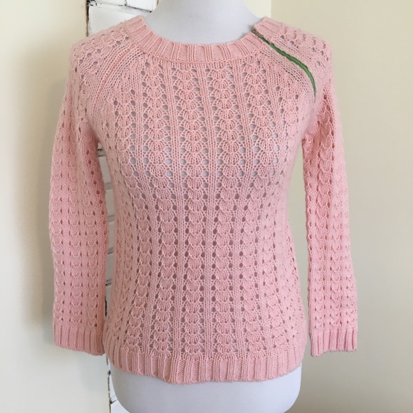 Free People Sweaters - Free People Pink Open Knit Sweater Zip Shoulder
